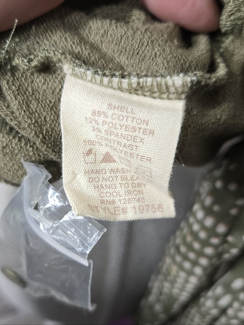 Mystree Pullover Olive Color Mixed Sleeves Sz M - Picture 5 of 10